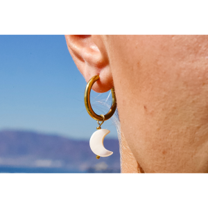 Mother of Pearl Moon Shell Hoop Earrings
